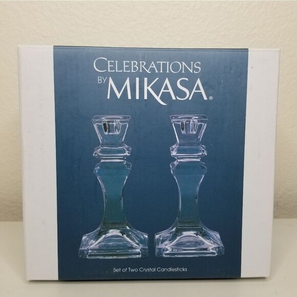 Celebrations by Mikasa Set of 2 Crystal Candlesticks Holders 6.25" - Picture 9 of 9